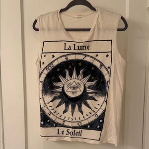 La Lune Graphic Tank Top - Cream Off White Muscle Tank Urban Outfitters